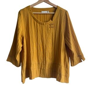 Habitat Clothes to Live Rayon Blend Toggle Tunic Mustard Gold S Lagenlook Top